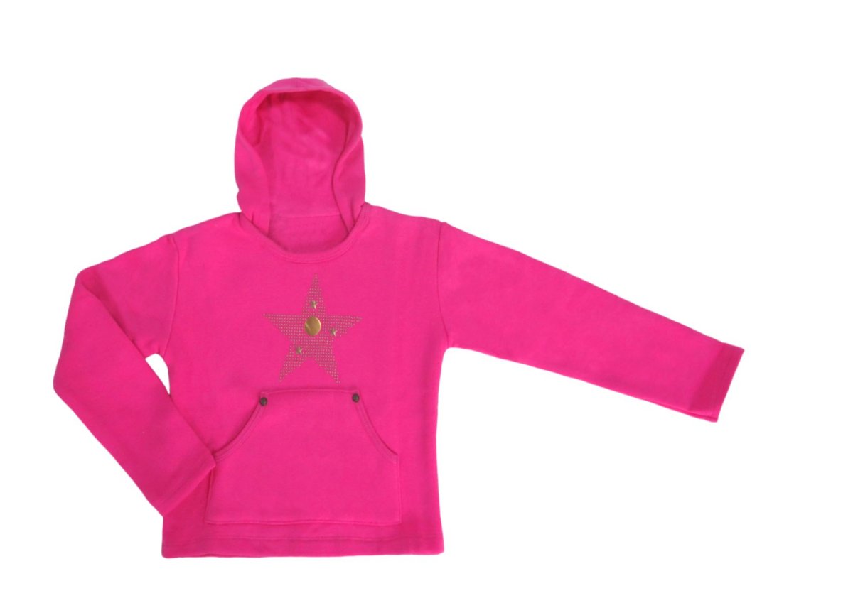 Buzo Frizado estampado Tachas y Estrella con Capucha