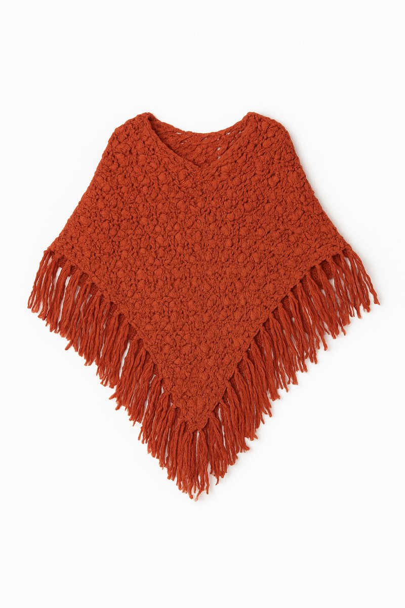 Poncho Tejido Lana Gruesa Tipo Trenzado Nuditos