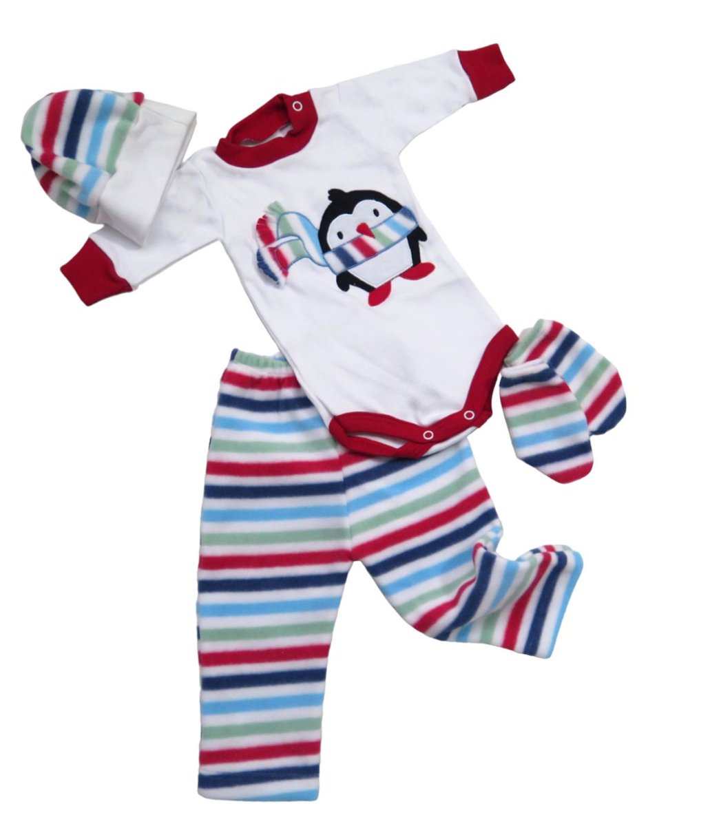 Conjunto o Set De Body Manga Larga Con Gorrito Pantalon Miton De Algodon Y Polar