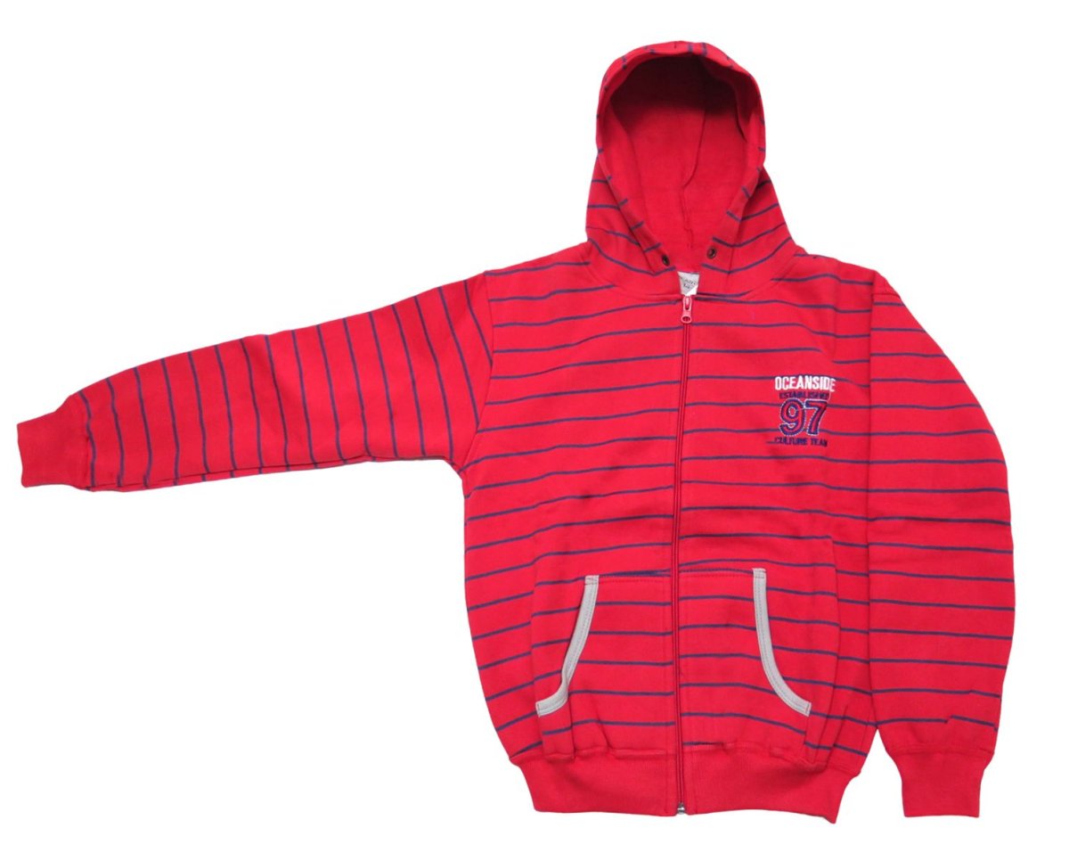 Campera de Algodon Con Friza y Capucha Rayas