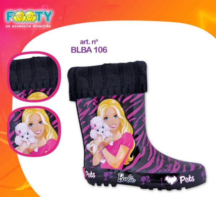 Bota de Lluvia con Puño Barbie Fucsia y negro cebra acebrada