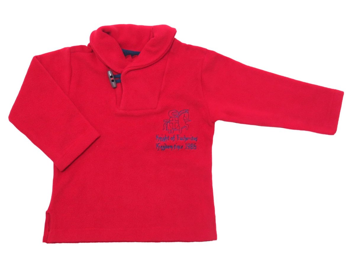 Buzo de Polar Bordado con Cuello Cruzado y Broche