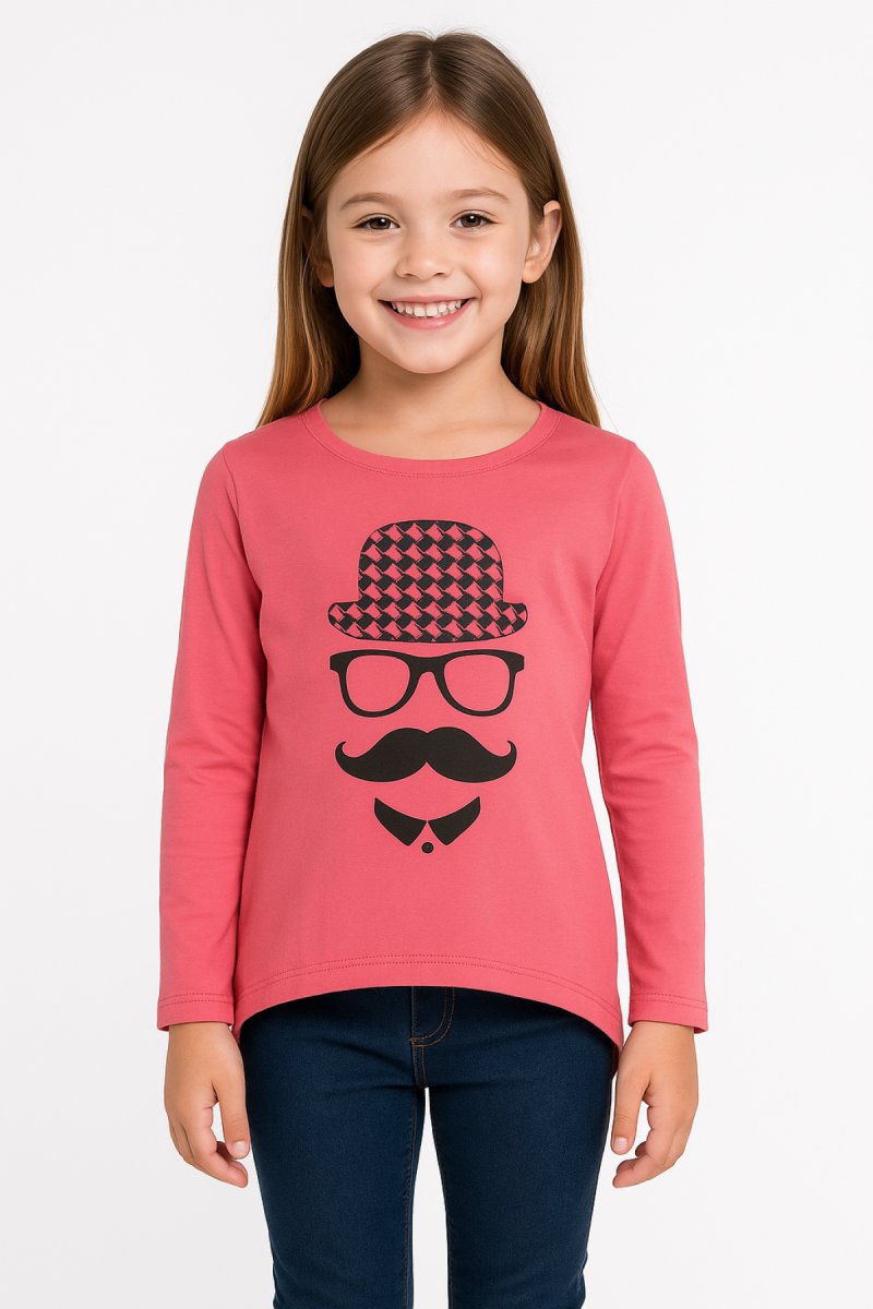 remera manga larga de algodon para nena con mostacho 4-14
