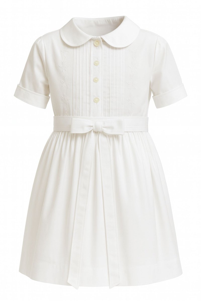 Vestido de comunion con cuellito y botones en el frente