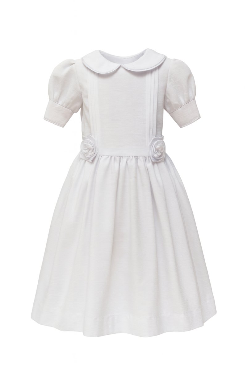 Vestido de comunion con cuellito y tablas en costado de la pechera