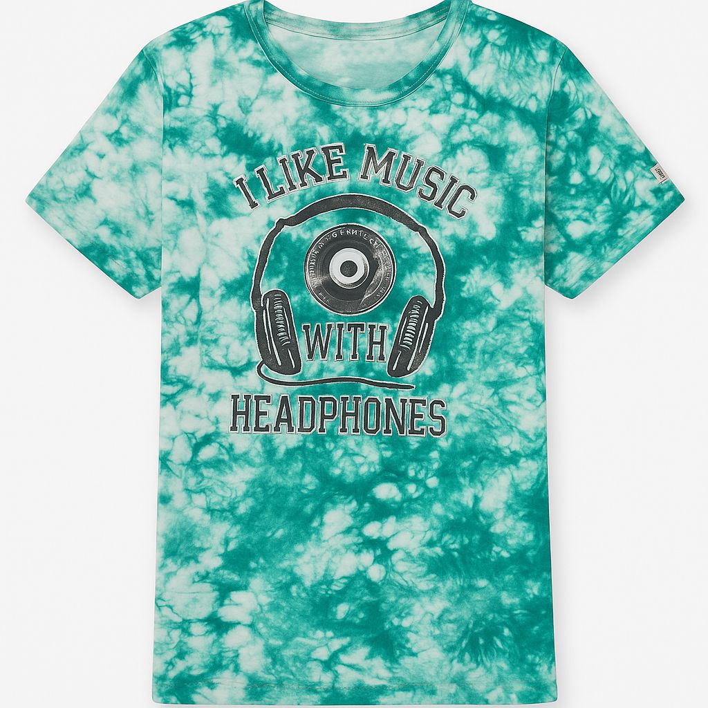 Remera  Manga Corta Batik Rstampado Auriculares I Like Music