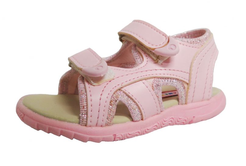 Sandalia de Cuerina con Doble Velcro y Brillo