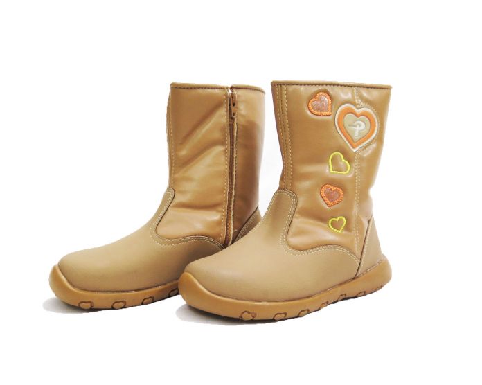 Bota de Cuerina con Corazones Bordados