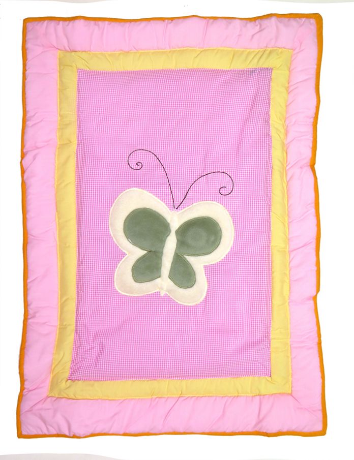 Acolchado de Catre / Moisés Rosa y Amarillo Mariposa Con Chifle Verde