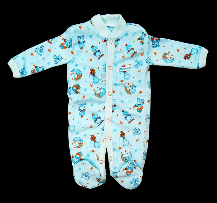 Enterito Frisado Manga Larga Estampado Con Pie 4 Broches Adelante