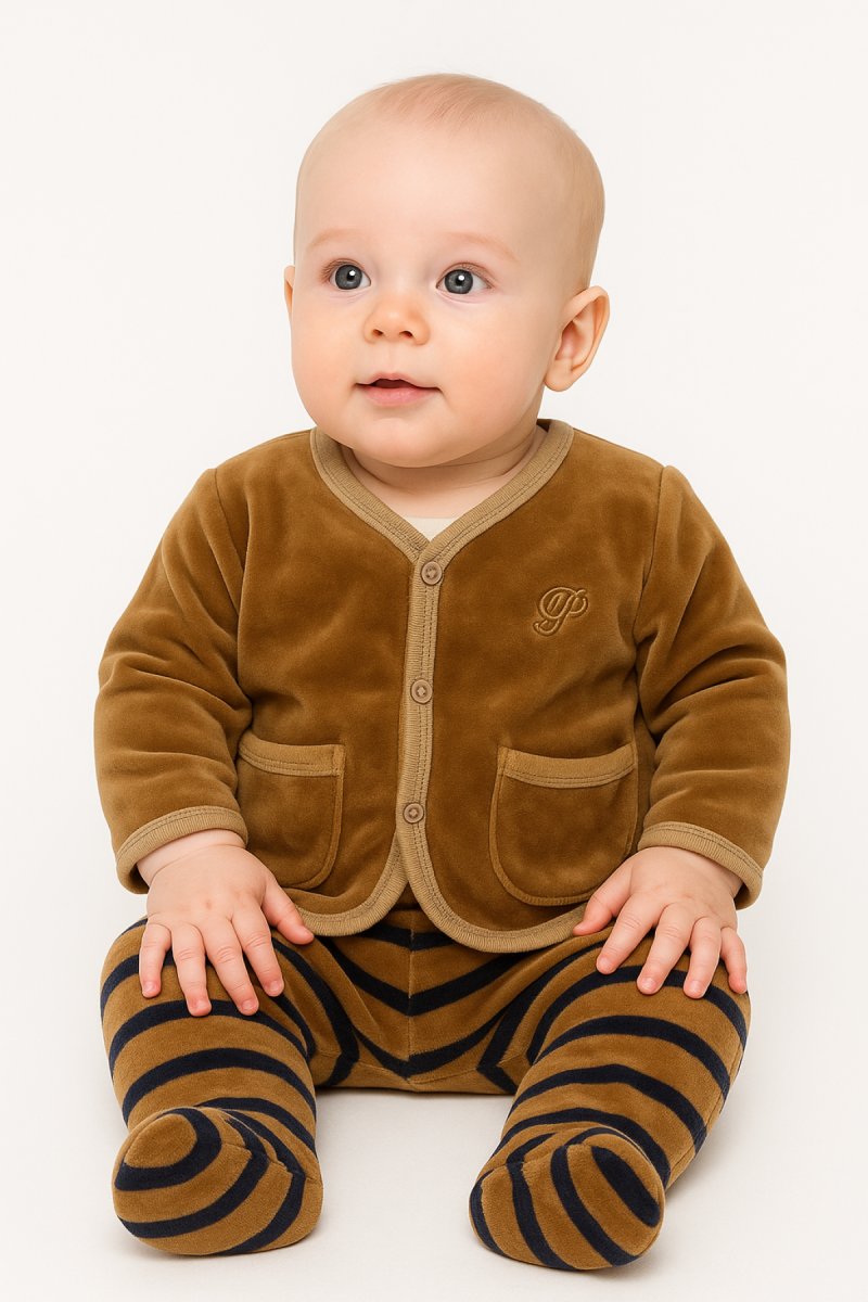 Conjunto Plush Saco y Pantalon Rayado