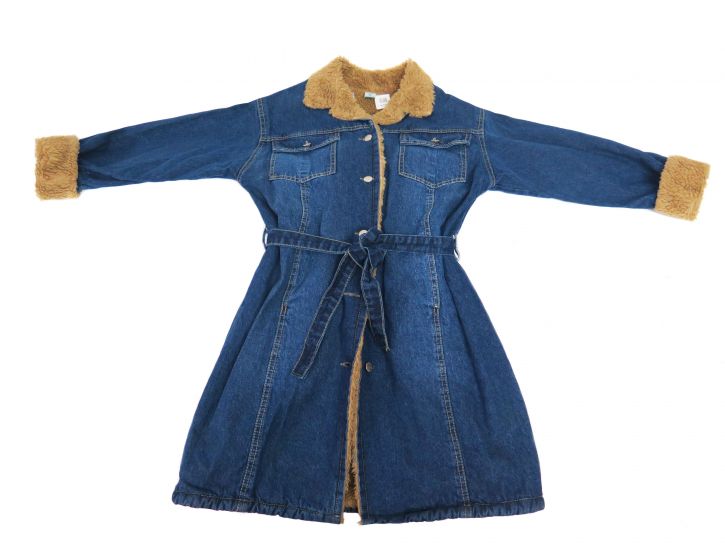 Tapado de Jean Con Cordero Interior Camel