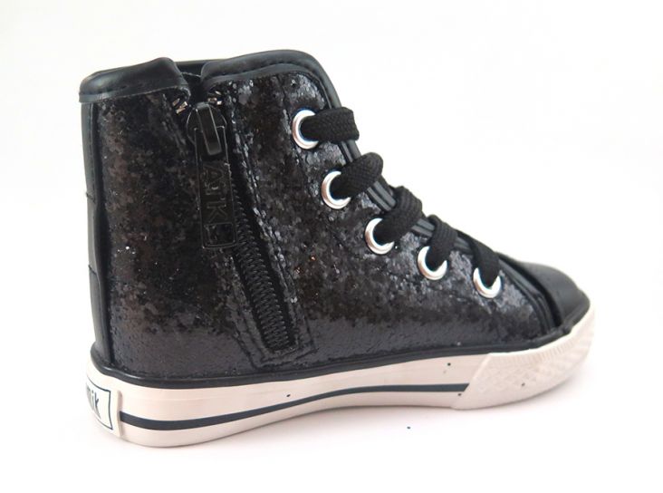 Botas Basket Juana Negra Brillo Glitter Cordones