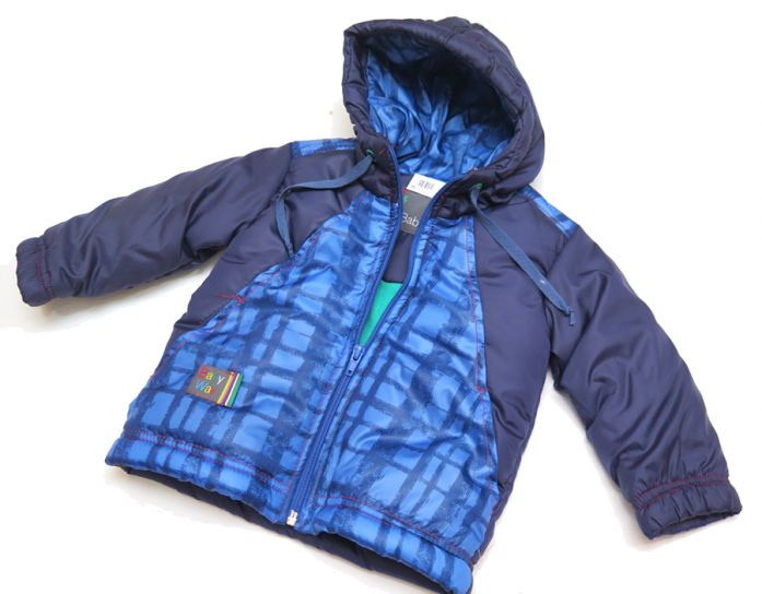 Campera con Wata y Capucha Estampado Cuadros