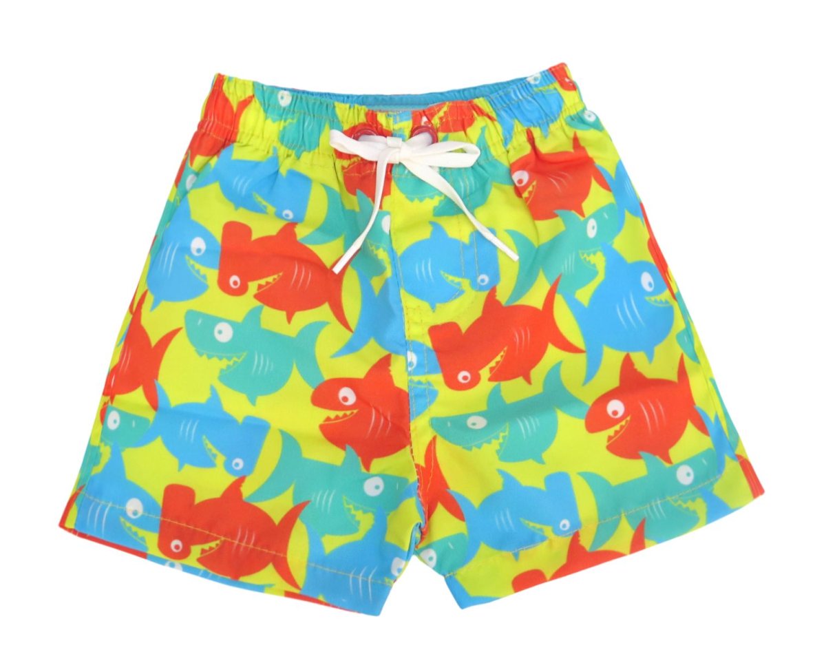 Short de Baño Estampado Tiburones Colores Con Suspensor