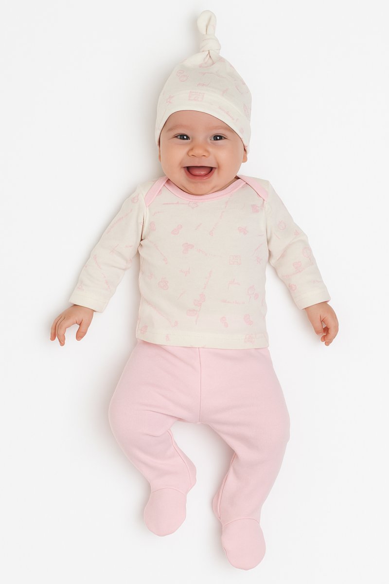 Conjunto Batita Manga Larga Pantalon Con Gorro Estampado