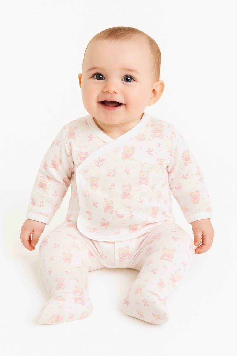 Conjunto Batita Manga Larga Pantalon Con Pie Estampado