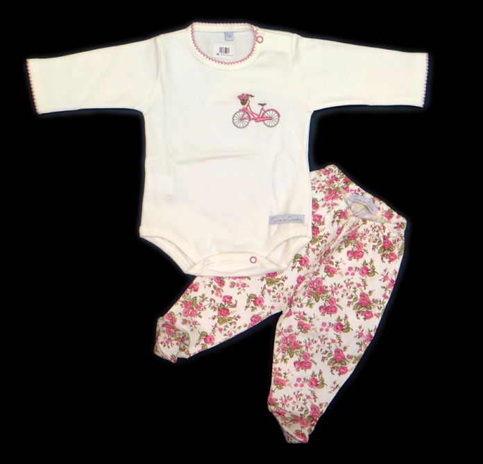 Conjunto Algodon Body Manga Larga y Pantalon Con Pie