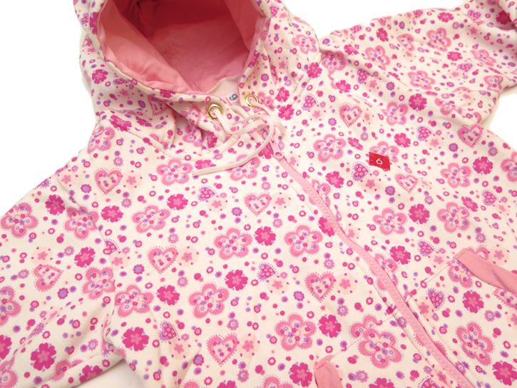 Campera Con Capucha De Algodon Con Friza Estampada de Florcitas