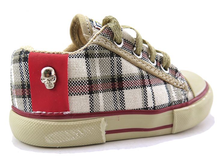 Zapatillas de Lona Con Cordon Escoces Con Aplique de Calavera