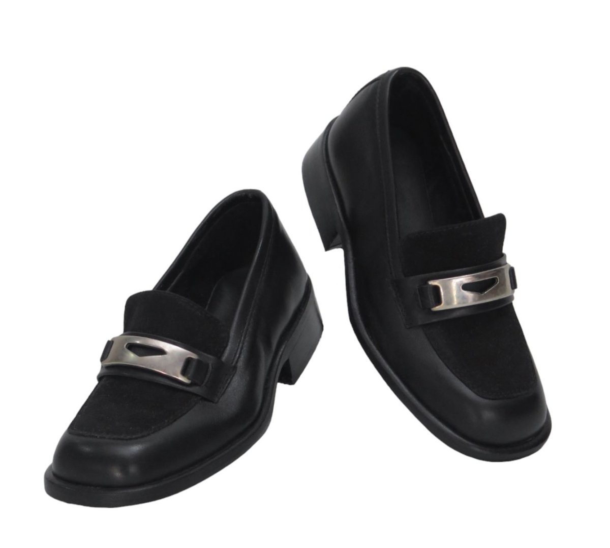 Zapato Mocasin Combinado Con Gamuza y Taco