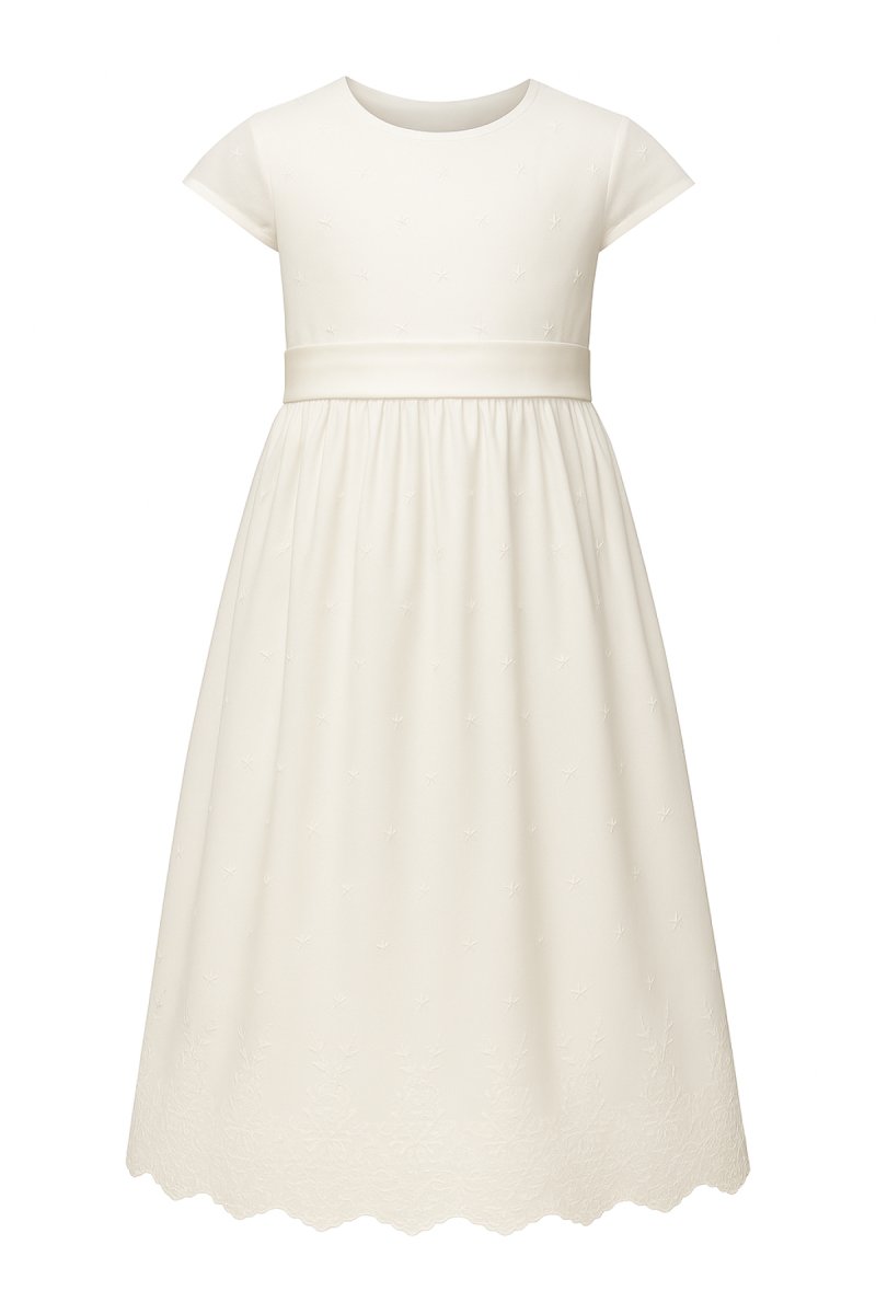 Vestido de Comunion Tul Bordado Con Faja