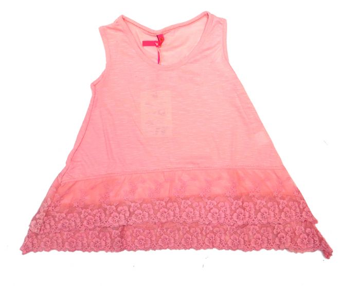 Remera Sin Mangas Con Picos y Puntilla