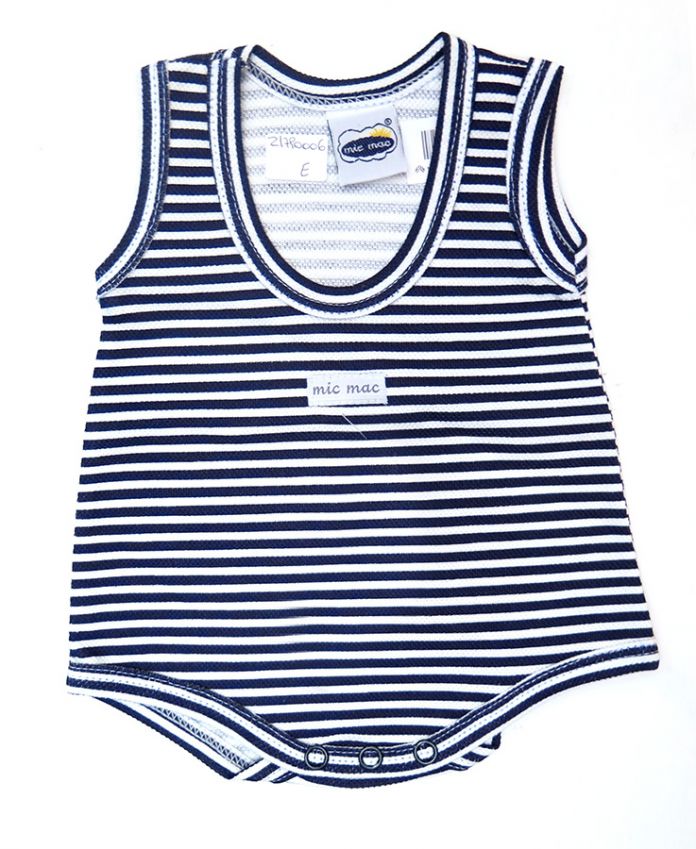 Body Sin Mangas Musculosa de Pique Rayado