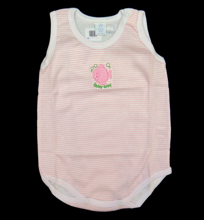 Body Sin Mangas Rayado Con Bordado de Pez