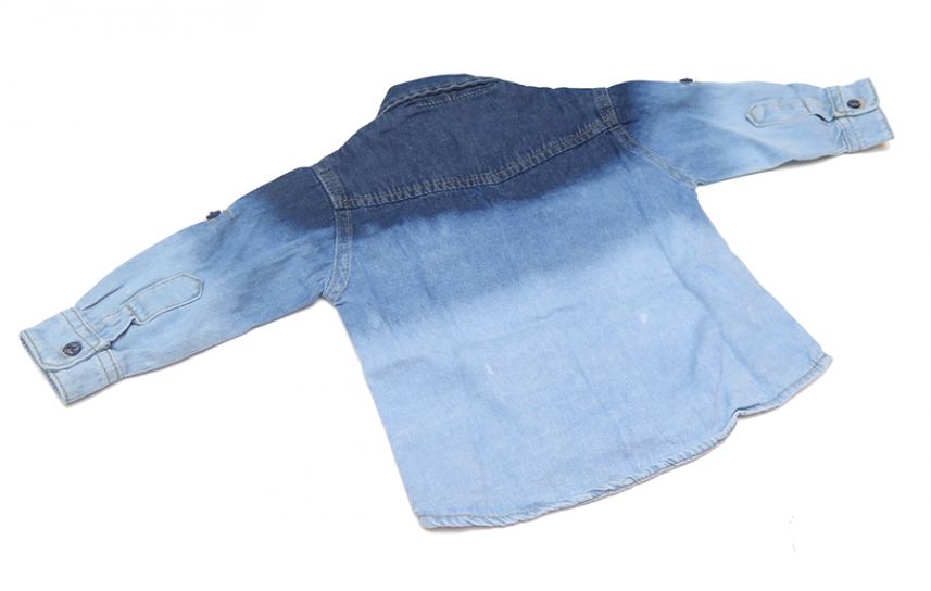 Camisa de Jean Desgastada Manga Larga y 3/4