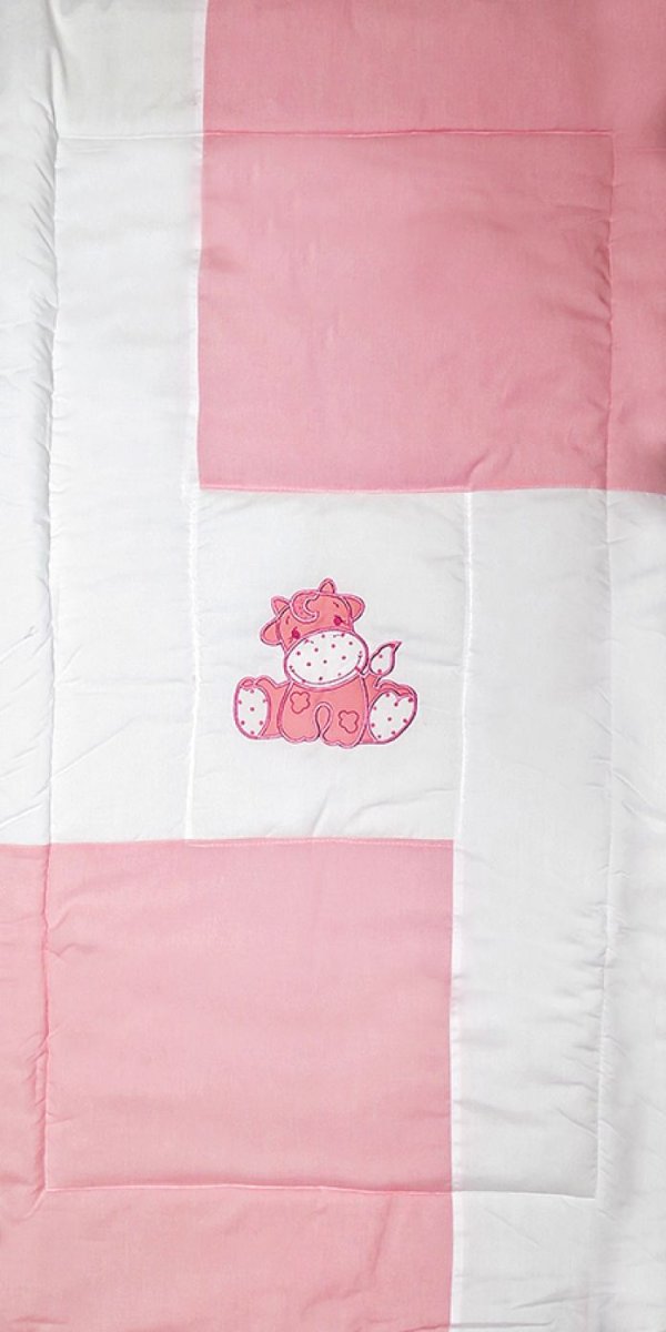 Acolchado Con Chichonera de Cuna Funcional Con Vaca Bordada