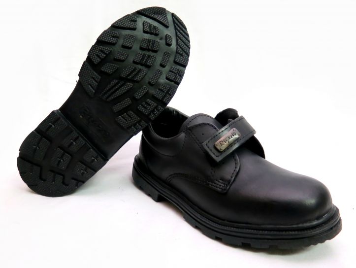Zapato cuero con velcro mango colegial