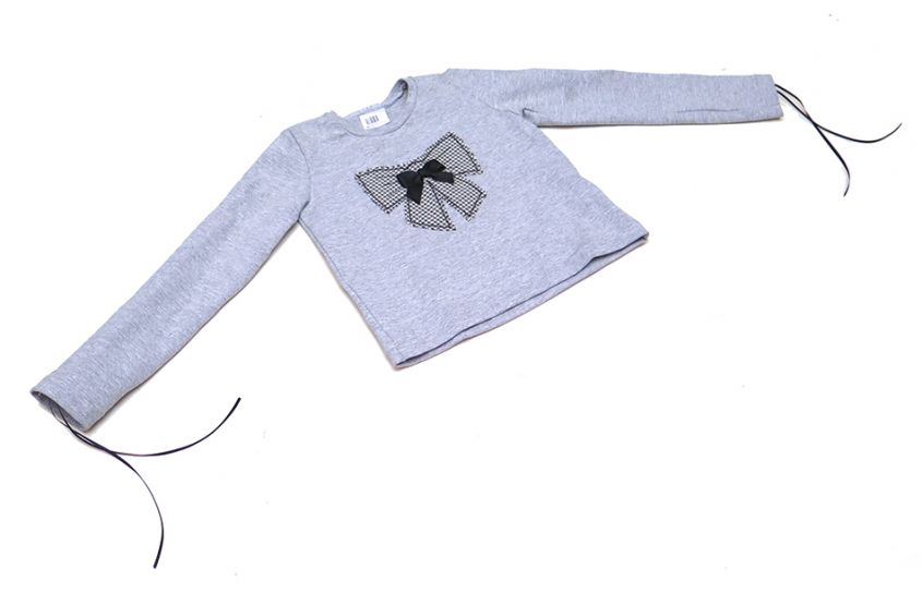 Conjunto Remera y Pollera Con Aplique de Moño. Vestir