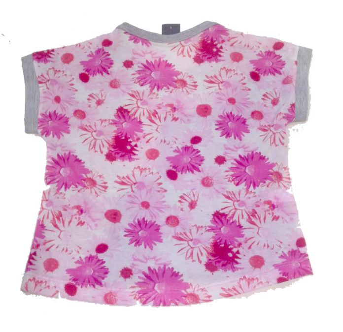 Remera Manga Corta Estampada Calavera Con Flores Atras