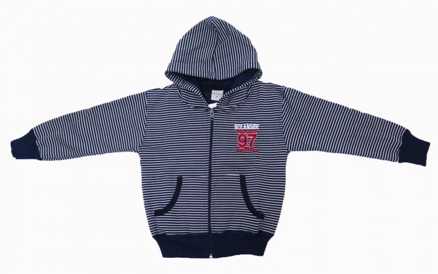 Campera de Algodon Con Friza y Capucha Rayas