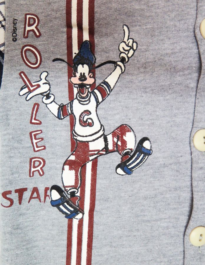 Campera Algodon Con Capucha Esocesa y Estampado de Mickey y Sus Amigos