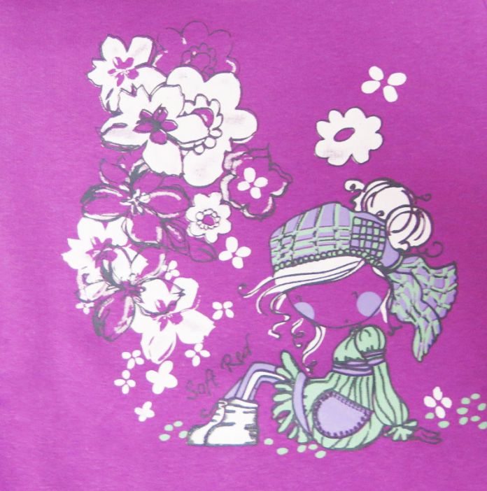 Buzo de Algodon Frizado Sin Capucha Estampado Flores y Nena