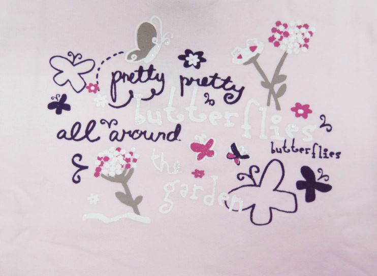 Buzo de Algodon Frizado Sin Capucha Estampado Mariposas Con Brillo