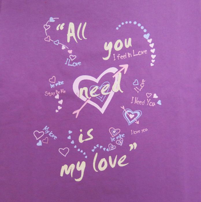 Buzo de Algodon Frizado Estampado Con Brillo All You Need Is Love