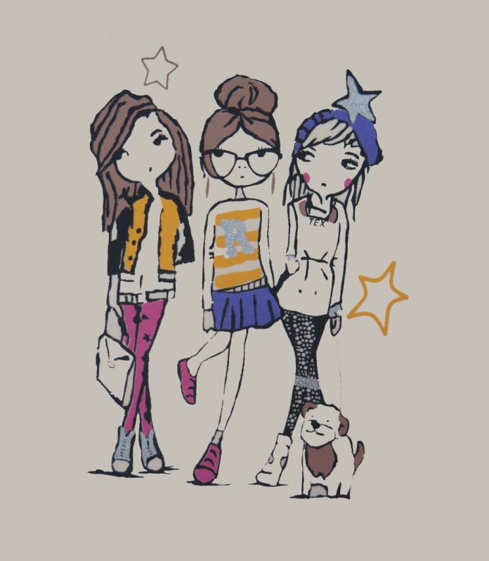 Buzo de Friza con dibujos de nena y estrellas