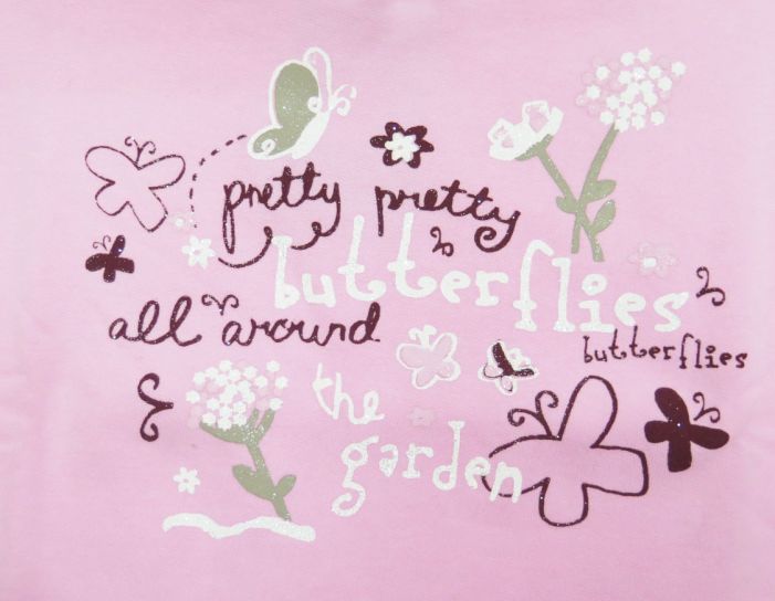 Buzo de Algodon Frizado Sin Capucha Estampado Mariposas Con Brillo