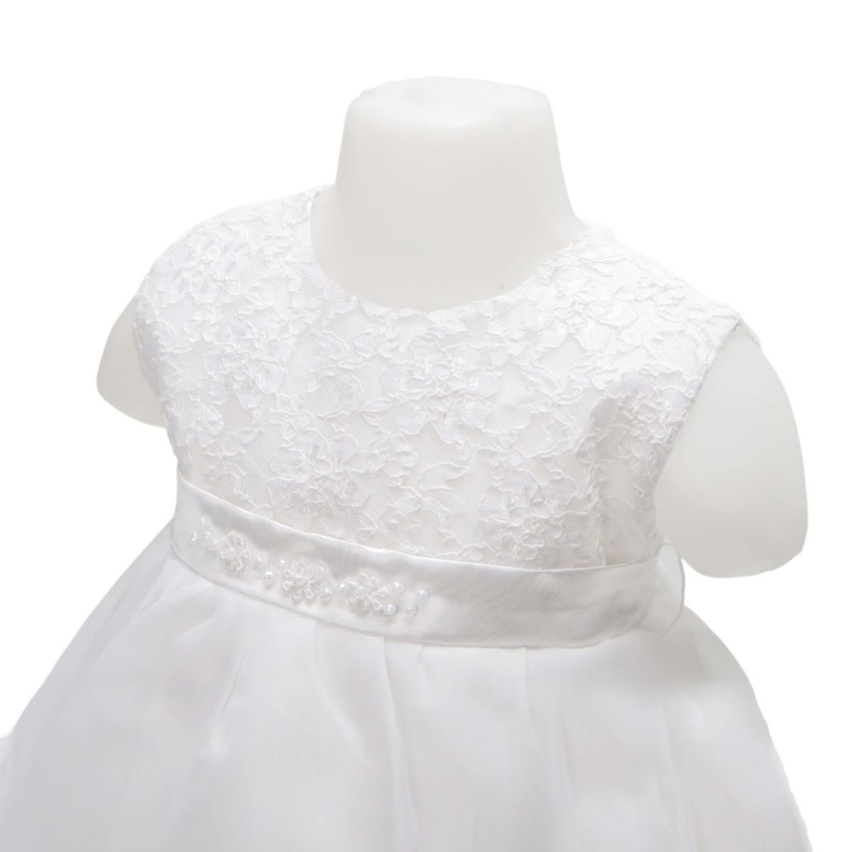 Vestido bautismo de gasa manga corta