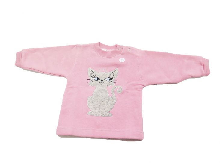 Buzo de Algodon Frizado Con Aplique de Gato