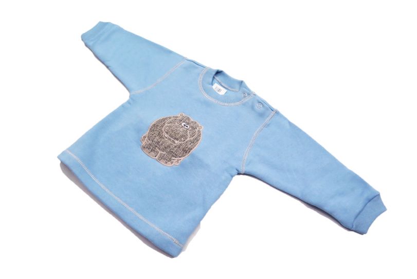 Buzo de Algodon Frizado Con Aplique de Hipopotamo