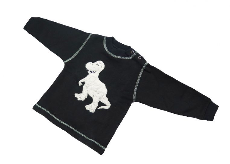 Buzo de Algodon Frizado Con Aplique de Dinosaurio