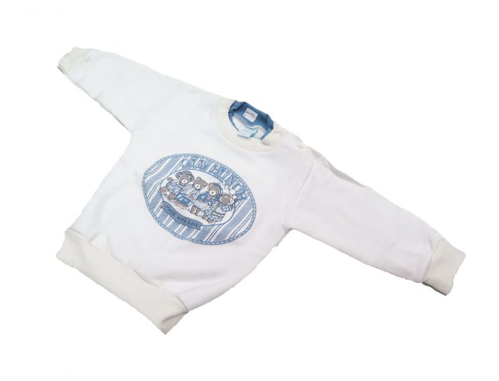 Buzo de Algodon Frizado Estampado Con Oso