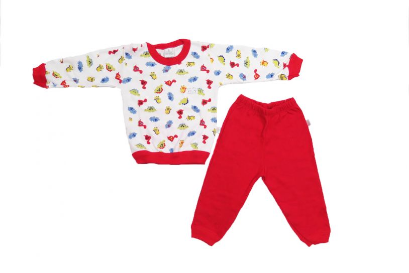 Pijama Invierno Remera Manga Larga y Pantalon Estampado de Dinosaurios