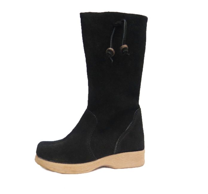 Bota Alta Gamuza Con Flecos