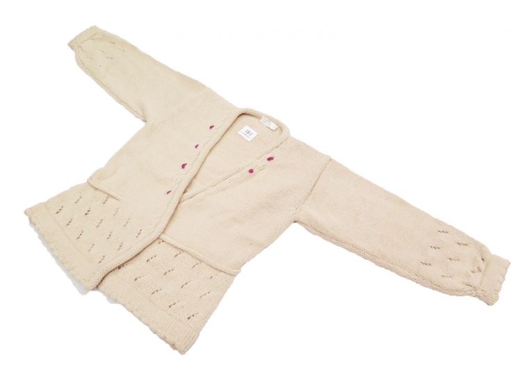 Saquito de Cashmilon Cruzado con lazo, Calado y Bordado