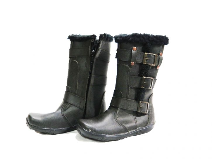 Bota Piel Tres Hebillas con Cierre